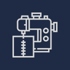 Sewing machine icon on dark background.